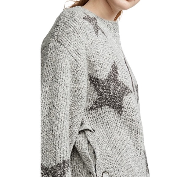 Cupcakes And Cashmere Grey Knit Etoile Star Open Front Long Cardigan Sweater - Picture 3 of 8